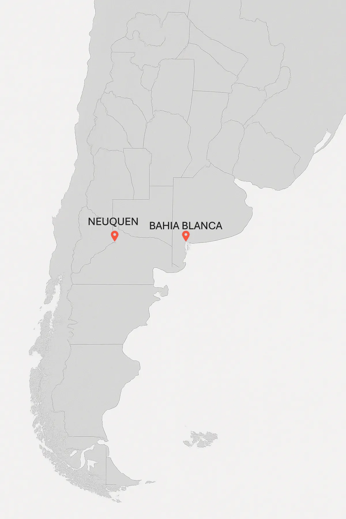 Mapa de ubicaciones - Neuquén y Bahía Blanca